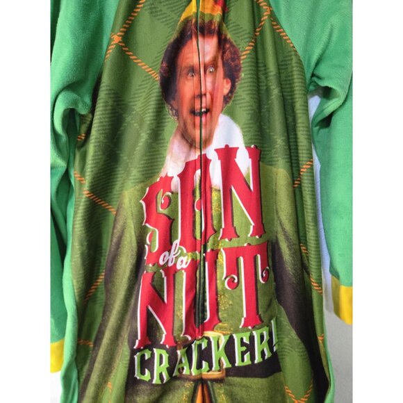 Elf Pajama One-piece Mens Large Green Hooded Son of a Nutcracker Christmas Suit - Picture 2 of 10